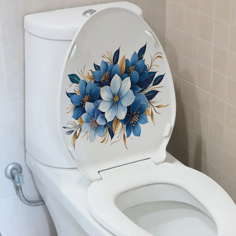 Fresh Watercolor Floral Leaves Toilet Wall Sticker Self-Adhesive Removable Waterproof for Bathroom Mirror Home Decor Art