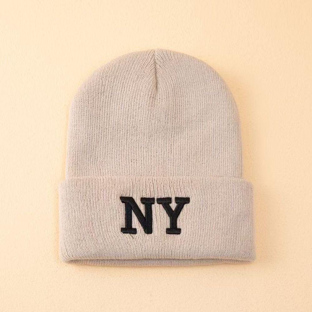 Solid Color Cold Cap Letter embroidery Knitted Skull Bonnet Winter Warm Knitted Beanies Hat  Unisex