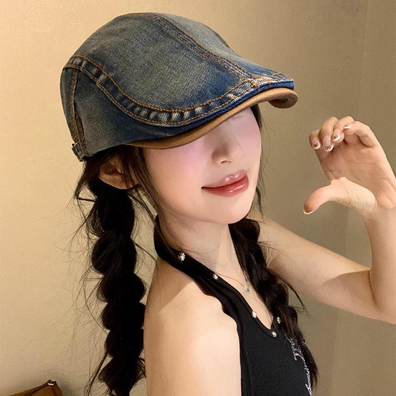 British style retro forward hat women spring and autumn versatile anti-wearing beret fashion big head circumference show face small hat trend