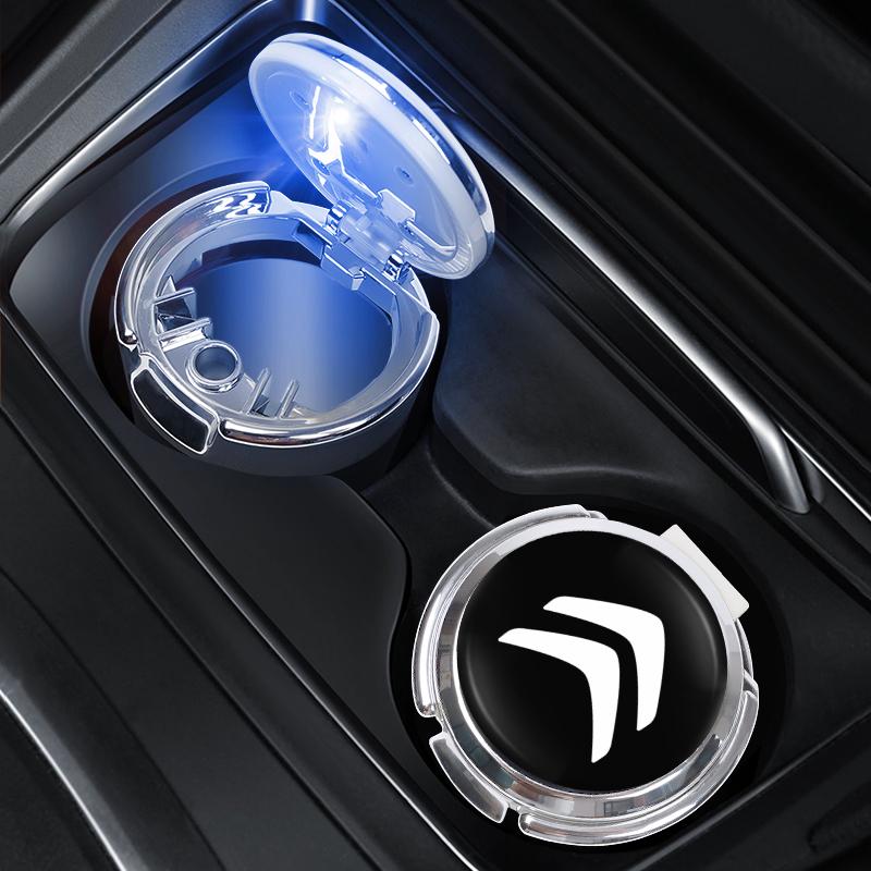 FFEC7 Car Interior Ashtray LED Light Portable Smoke Ashes Holder For Citroen C3 C5 Aircross C5X C4 Cactus Picasso e-C3 e-C4 C1 C6 C2