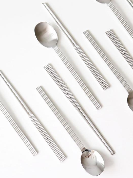 kamomekitchen domestically produced premium kamomekitchen pleated stainless steel spoon, chopsticks, and cutlery set Glossy