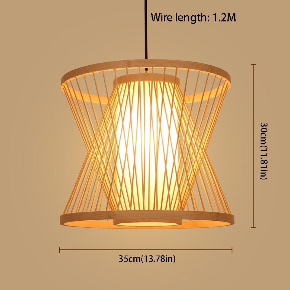 Woven Rattan Pendant Lamp Hand Knitted Ceiling Light Rural Handmade Wicker Chandelier Bedroom