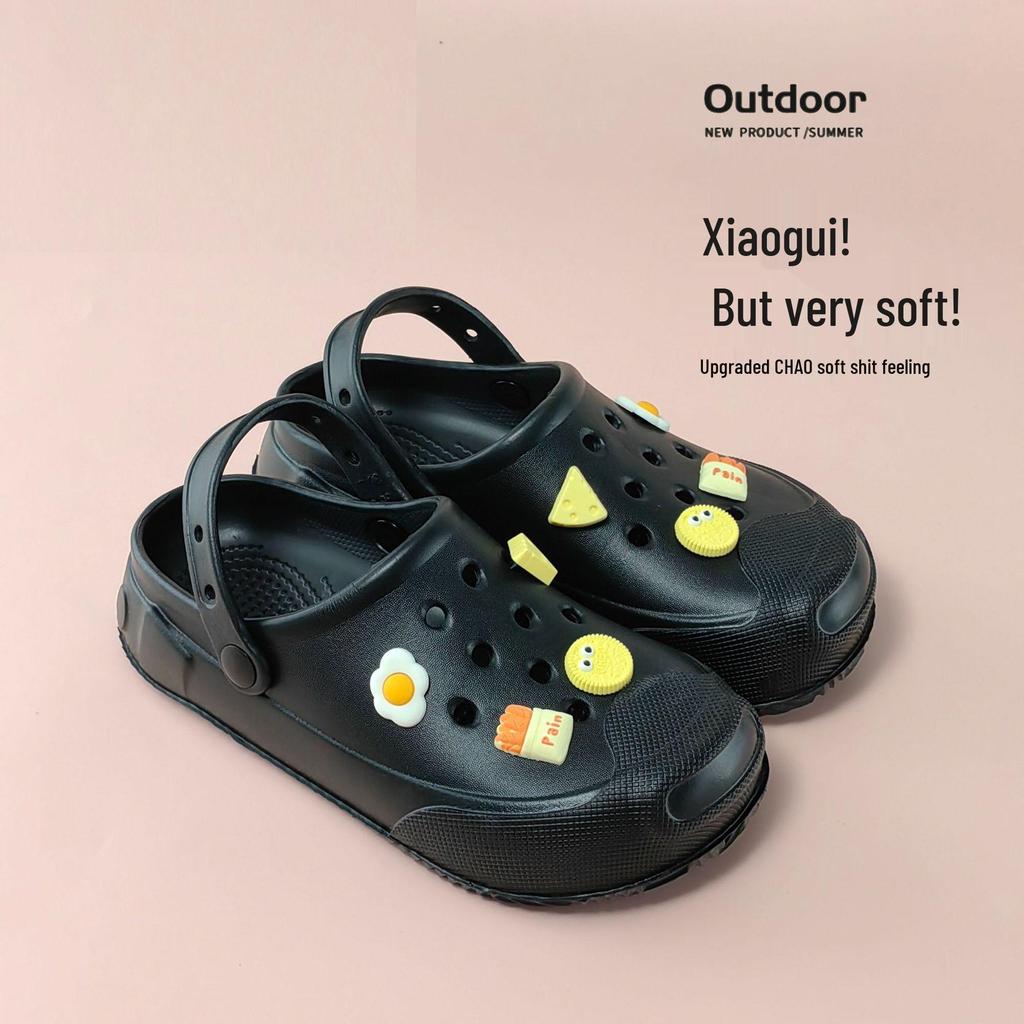 2025 Summer Women's Thick Sole Hole Sandals & Slippers - Cute, Height-Boosting Beach Footwear