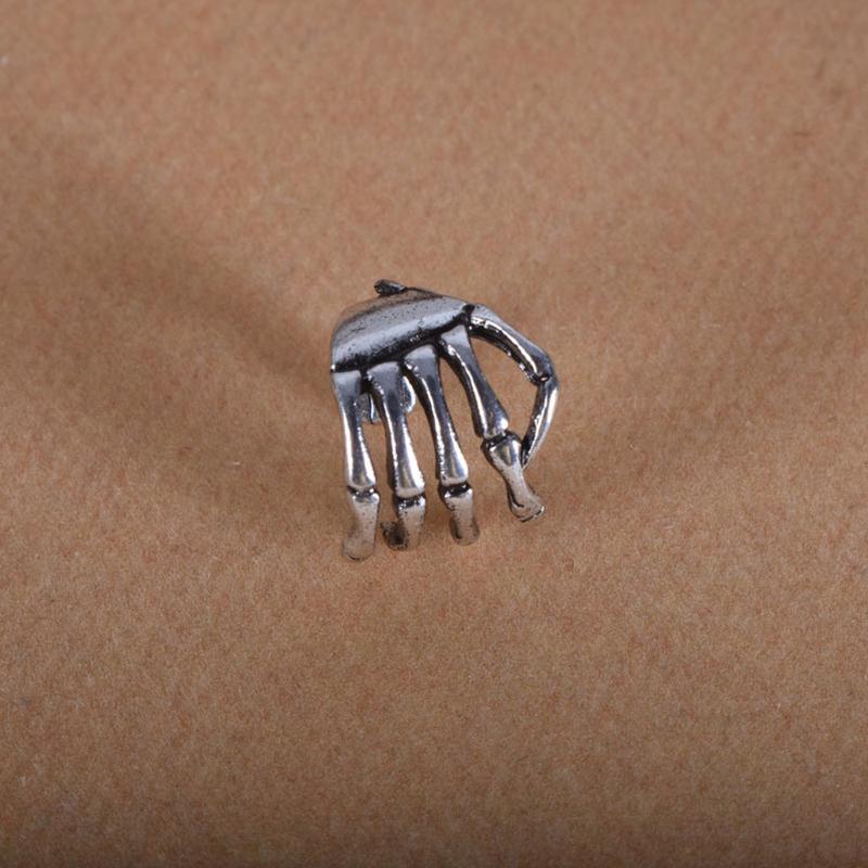 Halloween No Piercing Required Rock Hand Bone Design Jewelry Earrings Halloween Wear Eardrop Party Wear Gold/Silver