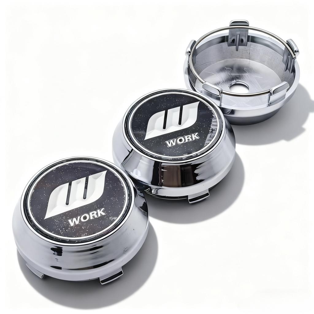 4pcs Black Silver W Work Logo Emblem Car Wheel Center Caps High Cap 60MM 56MM Wheels Hub Rim Hubcaps Cover Replace Accessories