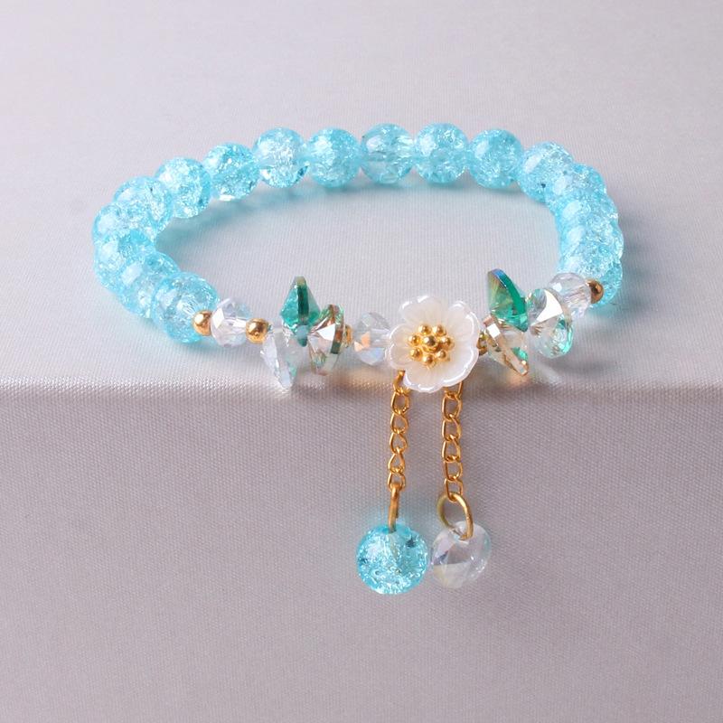 Korean New Luxury Crystal Flower Cubic Zirconia Pendant Bracelet Women Round Butterfly Shiny Rhinestone Bangle Jewelry