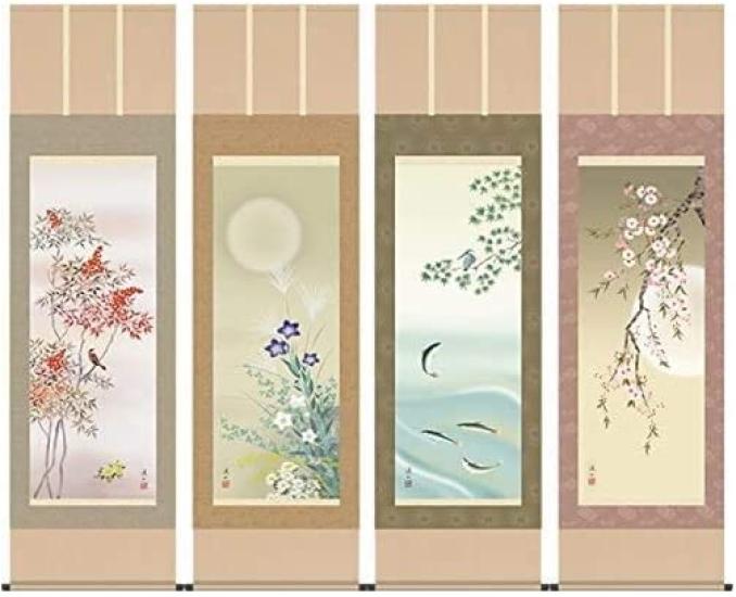 

Hanging scroll Hanging scroll Keizan Ito Four Seasons of Flowers and Birds of scroll hanging scroll of flower and bird / - (set four) (hanging /