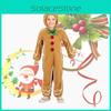 Adorable Christmas Gingerbread Man Kids Costume Cosplay Bodysuit