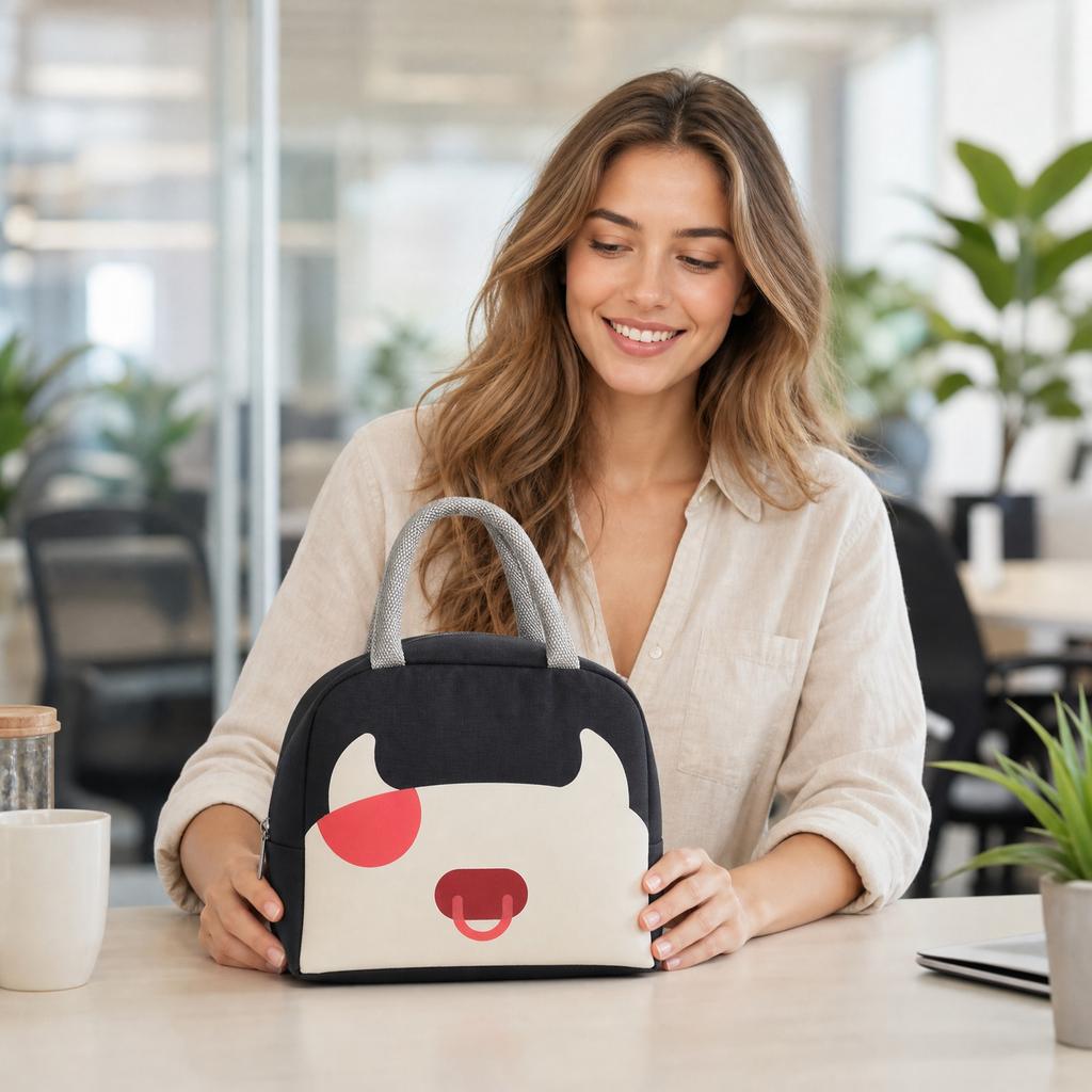 Oxford Fabric Cartoon Whale Lunch Bag Insulated Storage Bag Portable Handheld Food Container for Work School Travel