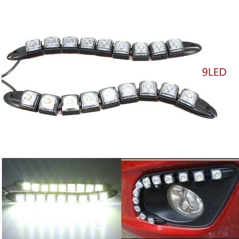 Car Daytime Running Light Accessories Auto 12V 9-LED White 6500K-7000K