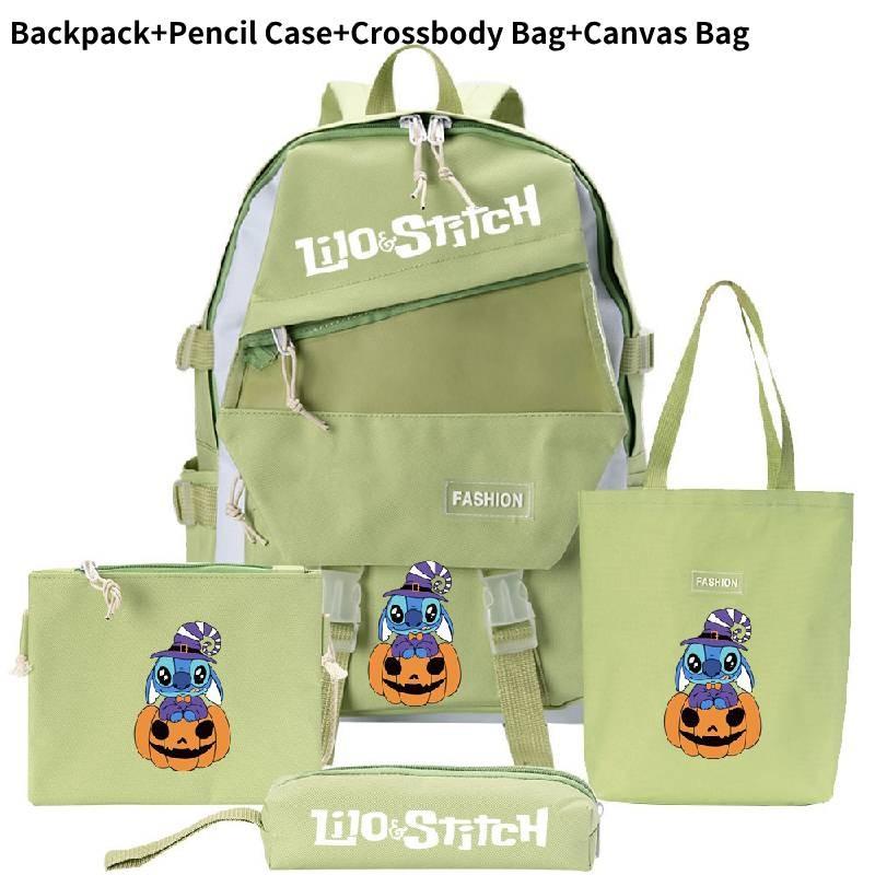 Stylish And Versatile Stitch Backpack Set With Four Unique Pieces For Students