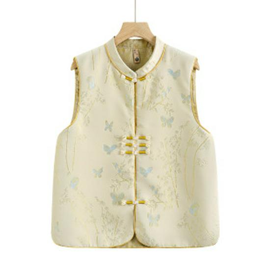 2026 Elegant Chinese Style Frog Button Vest for Mothers - Spring Fashion for Elegant Seniors 4XL