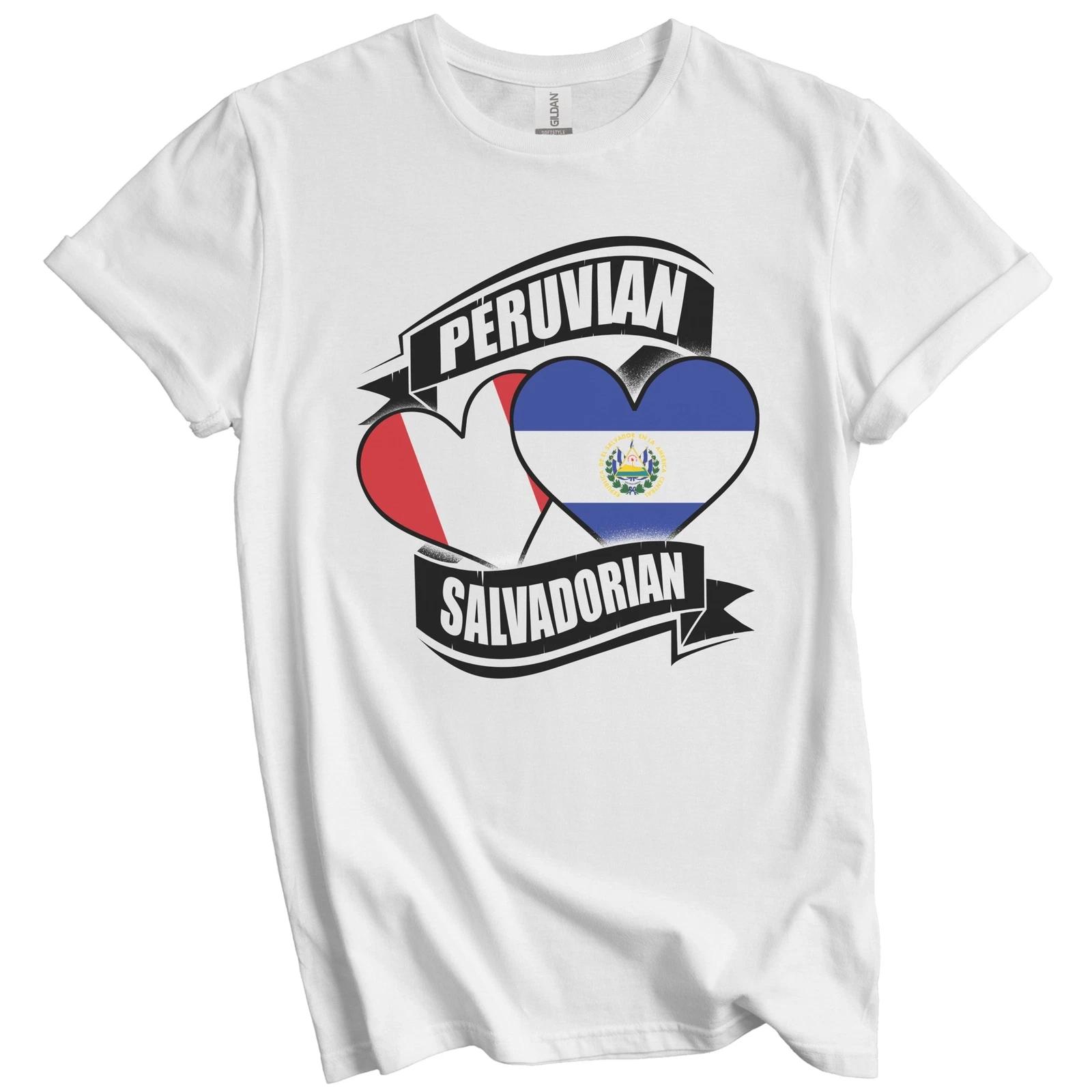 Peruvian Salvadorian Hearts Peru El Salvador Flags T-Shirt 3XL