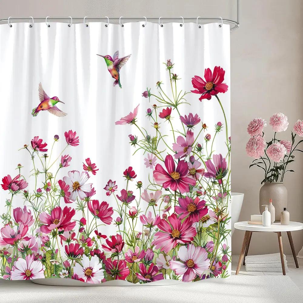 

Beautiful Botanical Floral Shower Curtain Green Leaf Multicolour Flower Watercolour Style Art Home Shower Curtain Bathroom Decor 90x180cm35x71in
