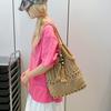 Literary Handmade Cotton Thread Woven Bag Women's Seaside Vacation Shoulder Underarm Tote Bag Casual Beach Bag