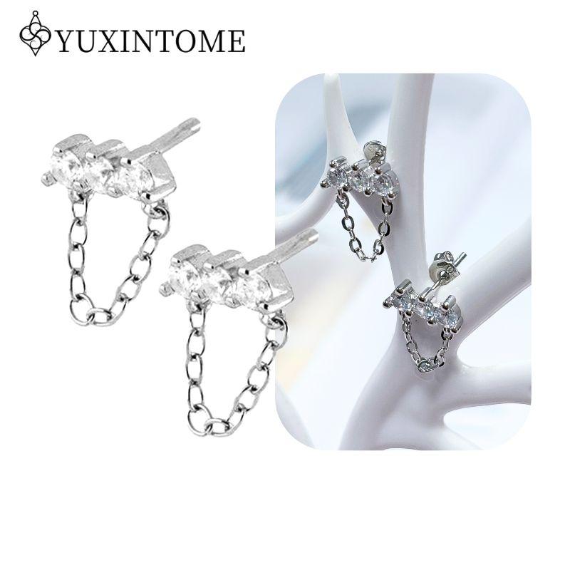 925 Silver Ear Needle Crystal White Zircon Silver Series Tassel Drop Earrings Luxury Fashion Party Jewelry Accessories