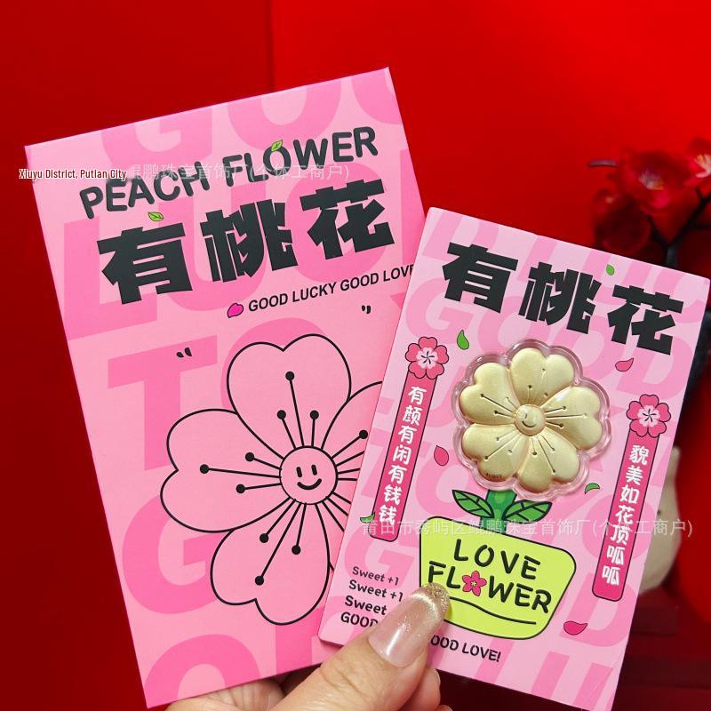 Gold 999 Peach Blossom Flower Bouquet – Valentine s & Qixi Gift for Girlfriend