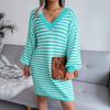 Women's Spring High Waist Pleated Dress Short Sleeve O Neck Knee Length Solid Color Butterfly Print