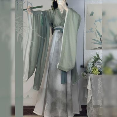 Chinese Wei And Jin Dynasty Style Hanfu Large-sleeved Top And One-piece Waist-length Skirt Women's Suit