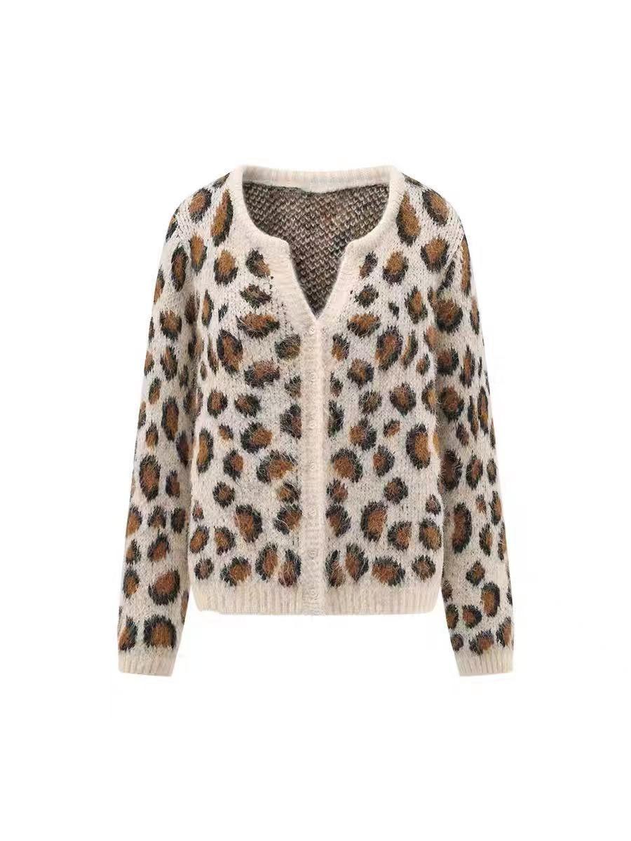 Lazy wind leopard print Maillard sweater