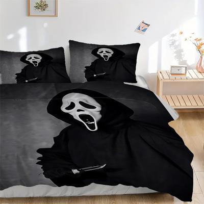 3pcs Ghostface Mask Bedding Set: Perfect for Bedroom or Guest Room. Soft and Comfortable with No Core Included Yy251031017