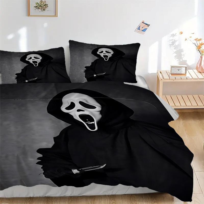 

3pcs Scream, Horror Duvet Cover Set, Includes 1 Duvet Cover and 1/2 Pillowcases (No Insert) yy251104224 135x200cm