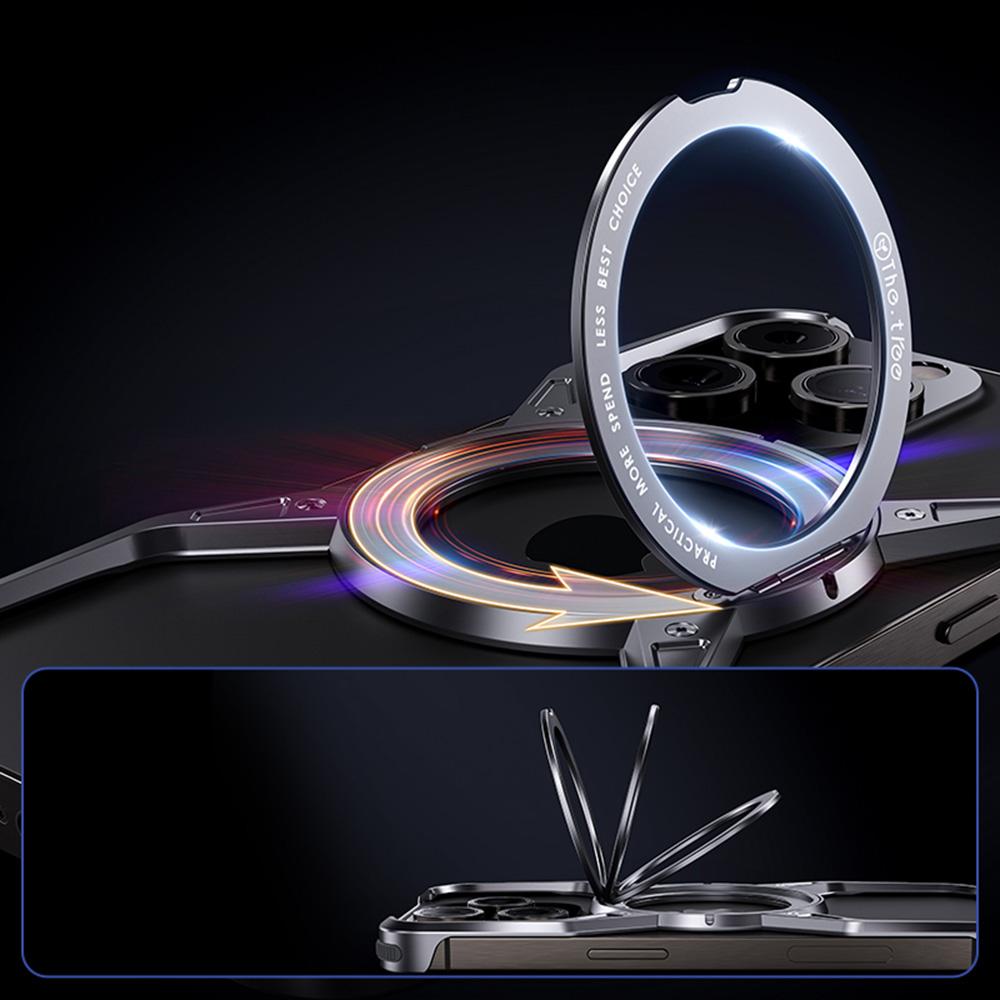 For iPhone 16 Pro Case Kickstand Frameless Aluminum Alloy Bumper Phone Cover