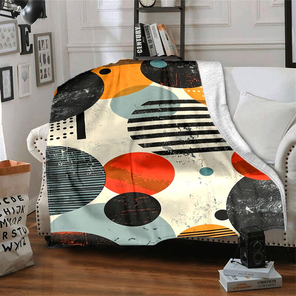 1Pc Abstract Geometric Shapes Blanket Soft And Comfortable Casual Warm Camping Travel Christmas Halloween Xmas Gift M928270