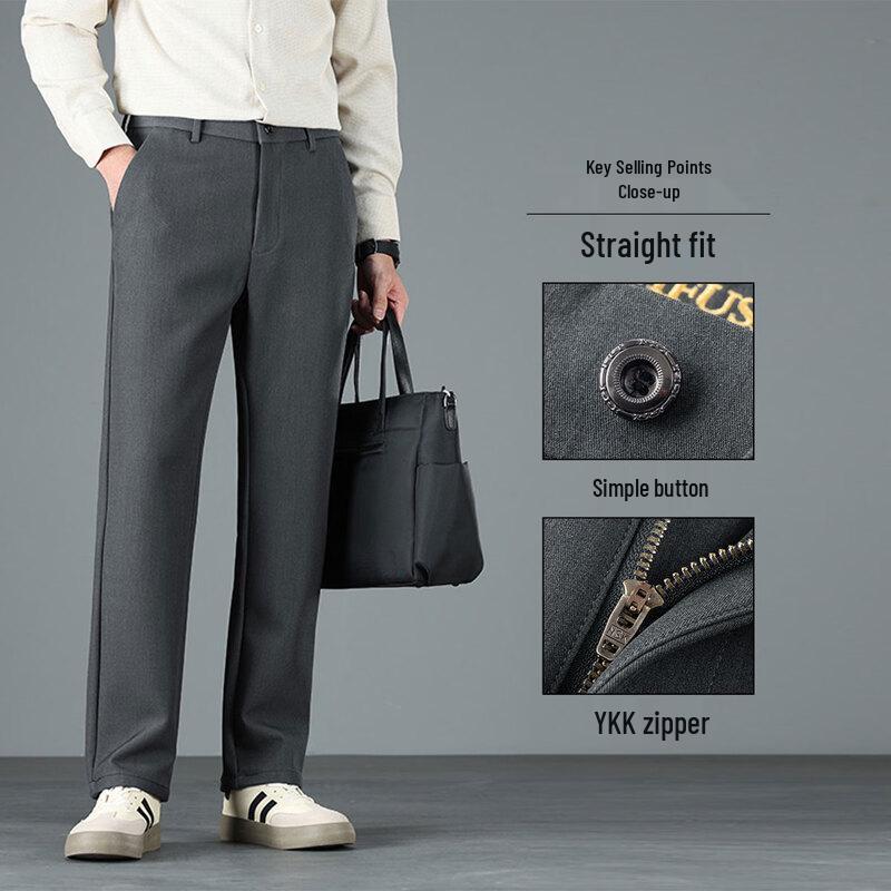 GUANGAN AEPE Men's Business Casual Straight-Leg Trousers