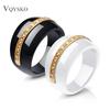 New Fashion Luxury Round Gem Stone Cubic Zirconia Ceramic Ring Statement Rings For Women Jewelry