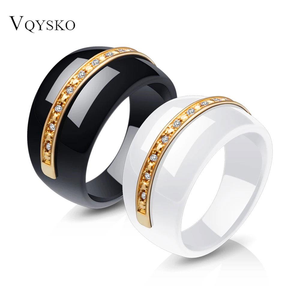 New Fashion Luxury Round Gem Stone Cubic Zirconia Ceramic Ring Statement Rings For Women Jewelry