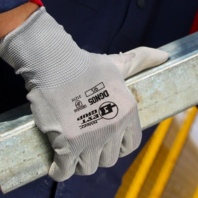 PU Coated Work Gloves, Non-Slip, Wear-Resistant, Lightweight And Breathable, for Electronics Factory Clean Room Work Protection, DGN05-L Size, Gray