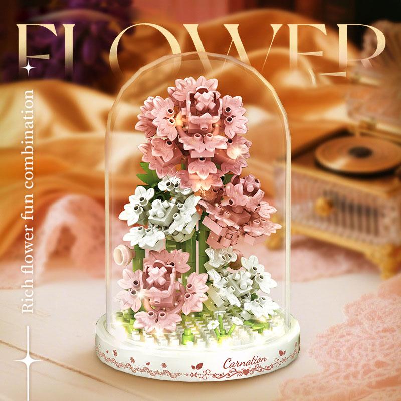 Eternal Flower Bouquet Bonsai Potted Plant Micro Building Blocks Model Home Decoration Puzzle Toys Kids Birthday Christmas Gifts