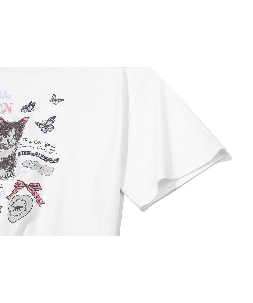 CPGN STUDIO Kitten Garden White Short Sleeve Tee