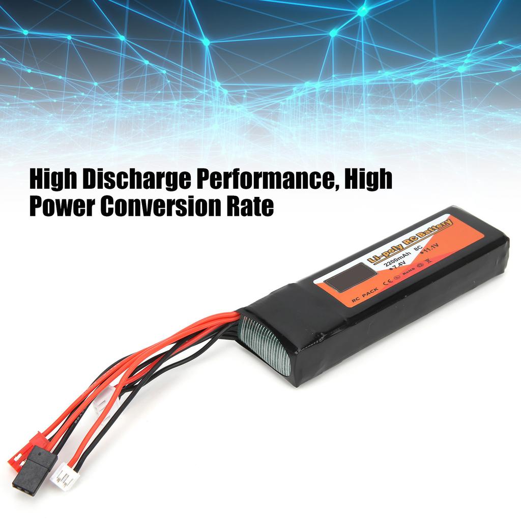 3S Lipo Battery 11.1V 2200mAh 8C Multiplug Large Capacity Battery for Remote Control Drones Cars Aircraft