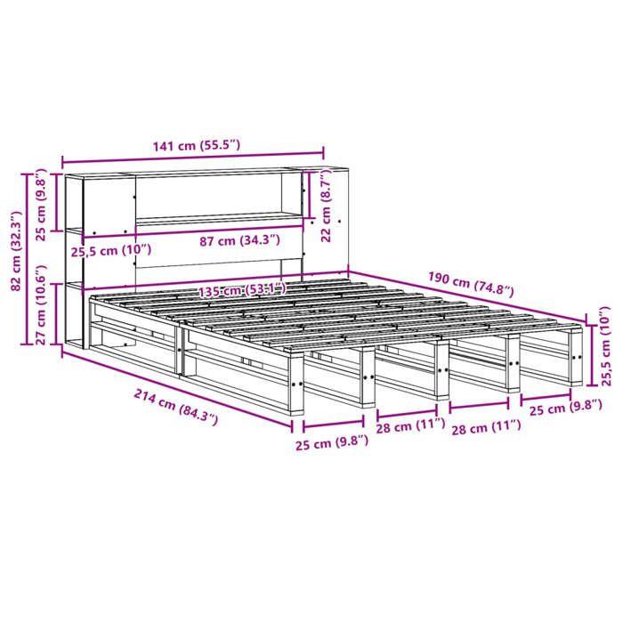 VidaXL Bunk Bed Without Mattress 135x190 Cm Solid Wood, Bed, Bedroom Furniture, Bed with Storage, Bed 3323893