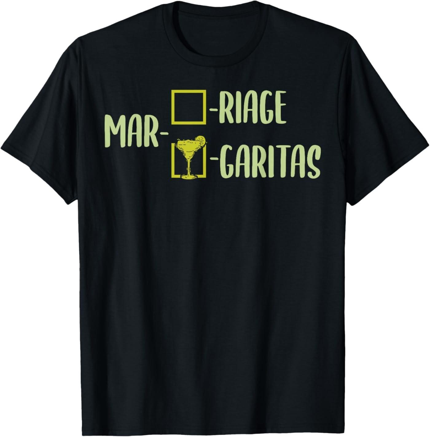 Funny Margaritas Over Marriage Cocktail Tequila Lover T-Shirt S