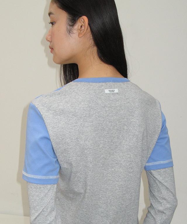 RONRON Sporty Slim Layered Long Sleeve Gray Blue