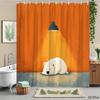 Cute Bear Shower Curtain Polar Bear Sleeping Under Hanging Lamp, Whimsical Artistic Bath Curtain For Modern Bathroom And Nursery