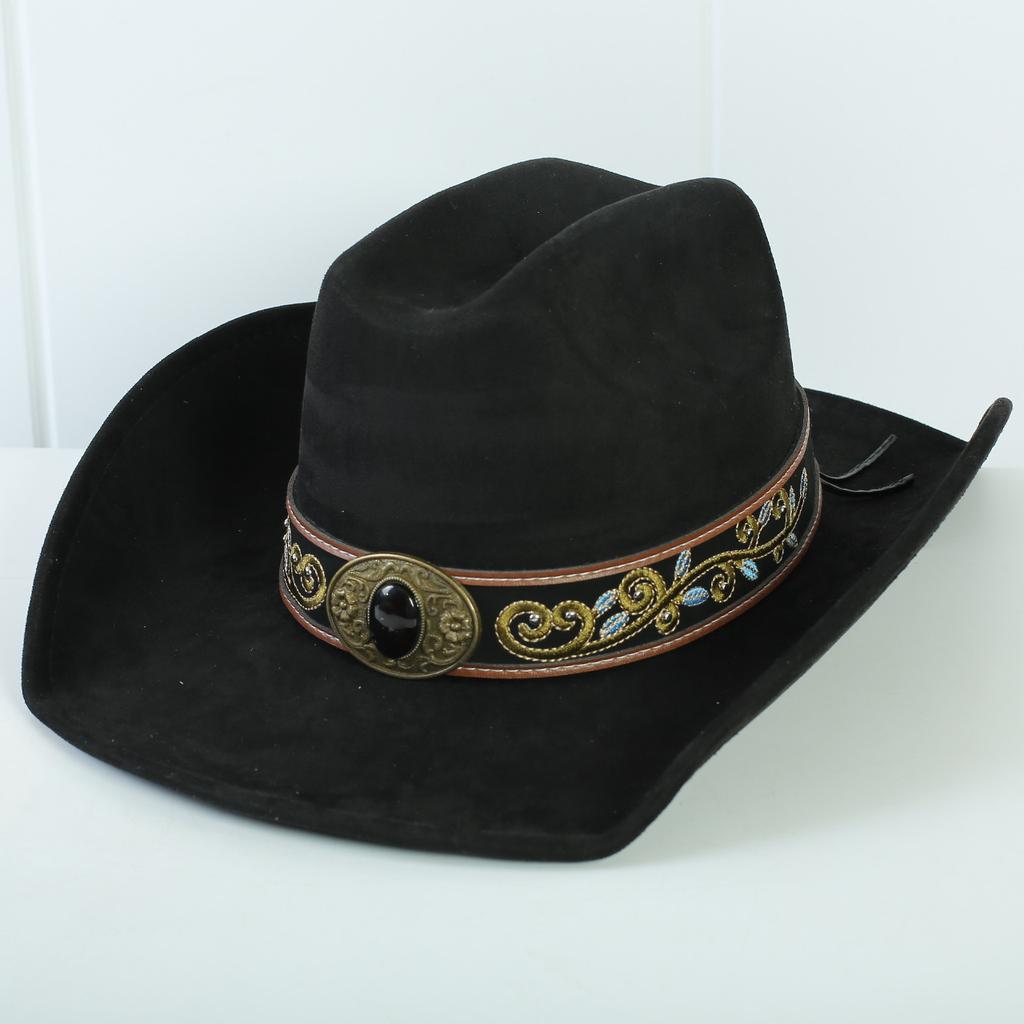 Popolare cappello western da cowboy in camoscio stile europeo e americano per uomo e donna, semplice e alla moda, a tesa larga, cappello jazz