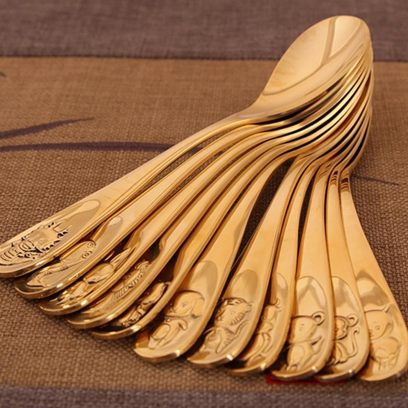 Premium Bronze Soup Spoon Features Detailed Chinese Birth Animal Engravings Ideal For Family Meals And Gift