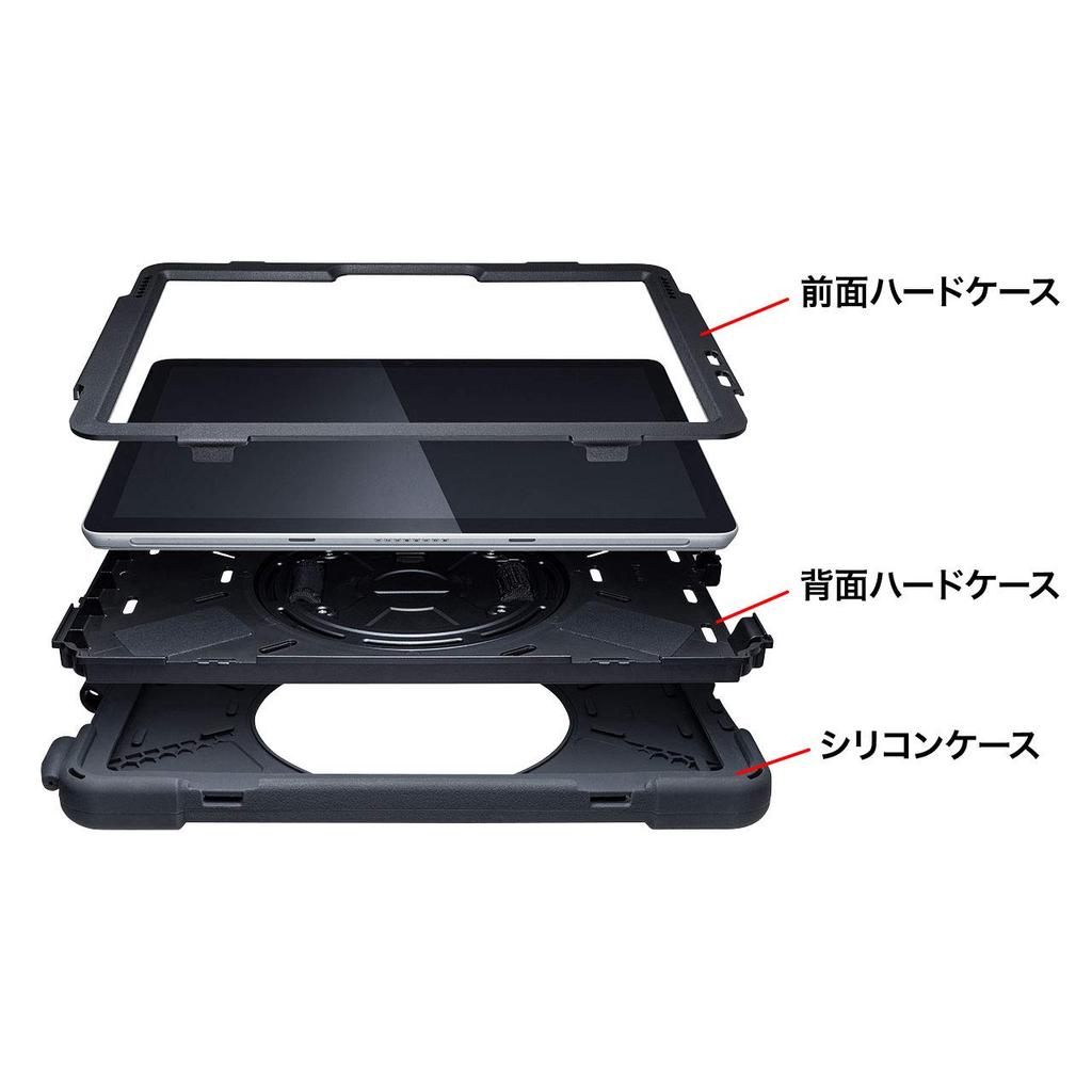 SANWA SUPPLY Surface Go 2 Shockproof Case (with Handle, Stand, and Shoulder Strap) PDA-SF7BK