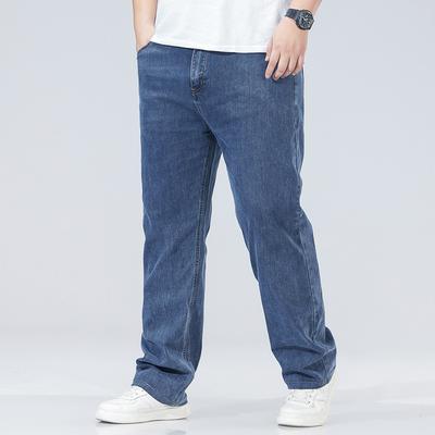 Pantalones de Hombre de Talla Grande Holgados de Pierna Recta Primavera Ligeros de Cintura Alta Elásticos Dad