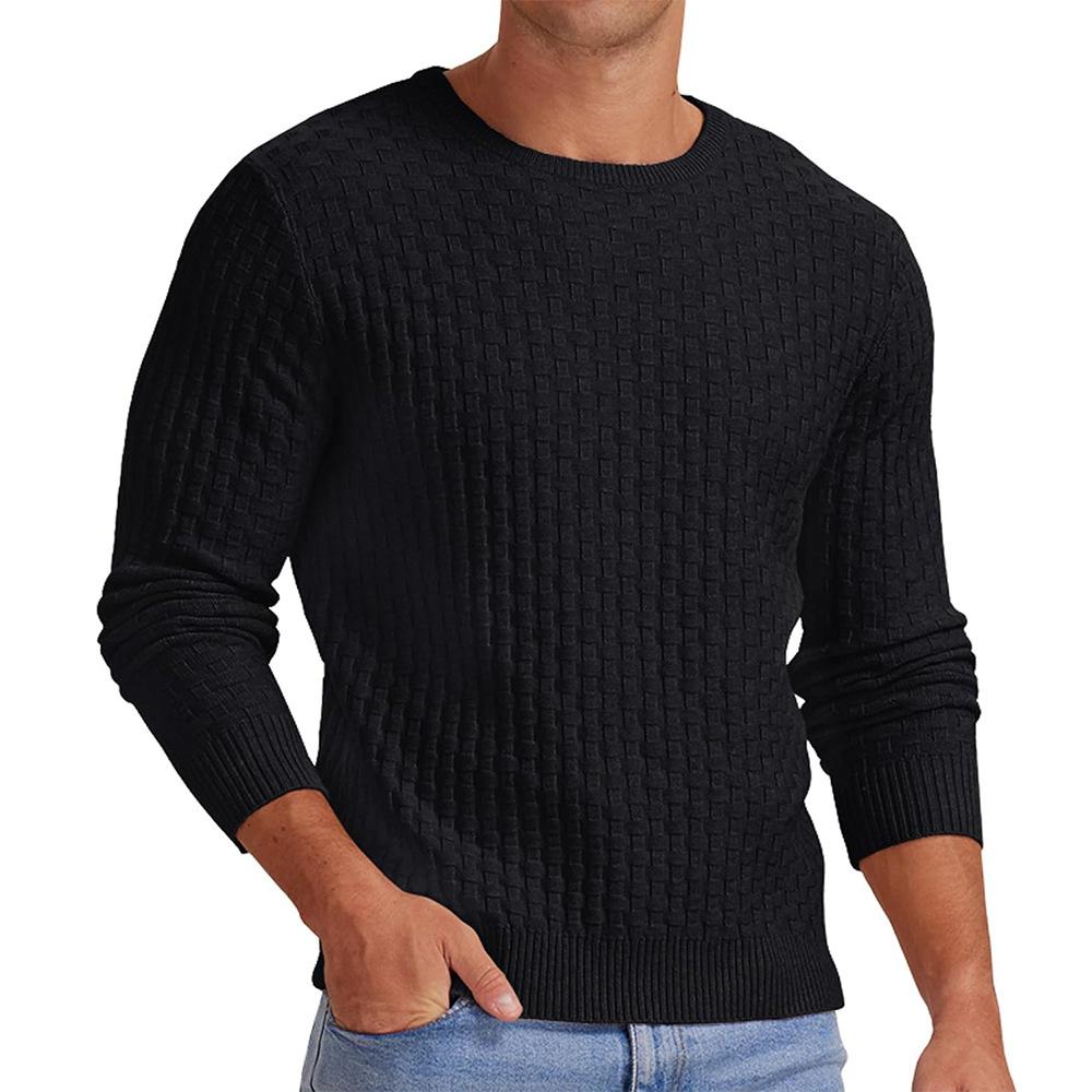 Men's Knit Sweater Round Neck Textured Pattern Casual Pullover Multi-Color Options