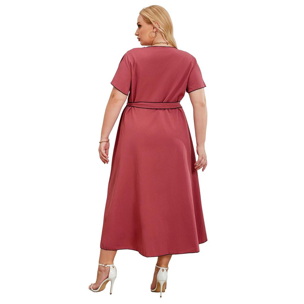 Women’s Plus Size Dresses A Line V Neck  Cardigan Lace Up Oversized Casual Midi Dress Summer Holiday Work Party Night Going Out Wear