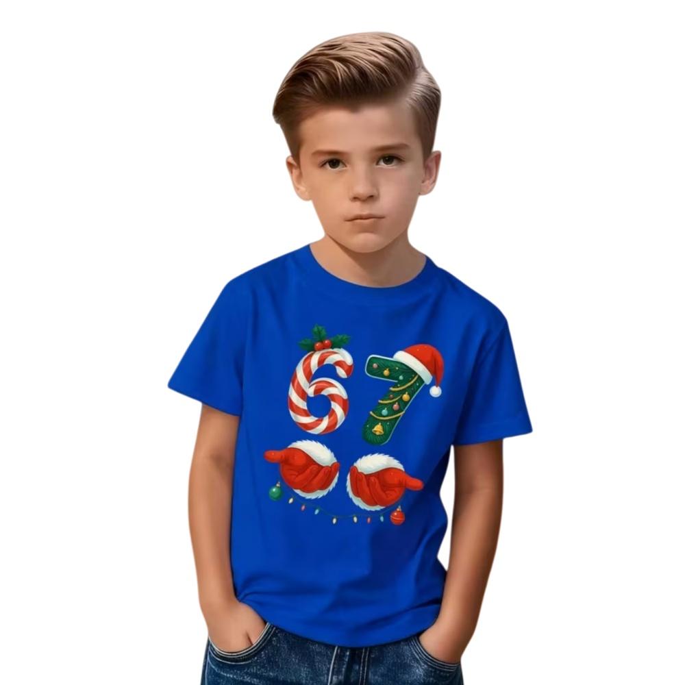 Fun Six Seven 6 7 Meme Design T-Shirt for Kids Chaotic Humor Y2k Game Saying Tees Christmas Gift Top Fashion Children's Clothing