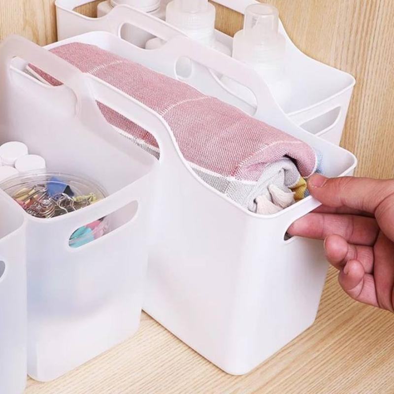 3Pcs With Handle Baskets, Multipurpose Storage Box, Ideal For Storing Cleaning Supplies Or Groceries In The Bathroom And Kitchen
