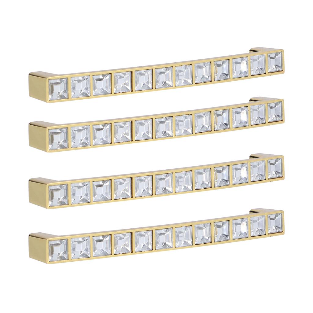 4 ks/sada Křišťálová rukojeť Moderní dvířka skříňky Diamanty Dvojitá rozteč děr 128 mm Knoflík zásuvky