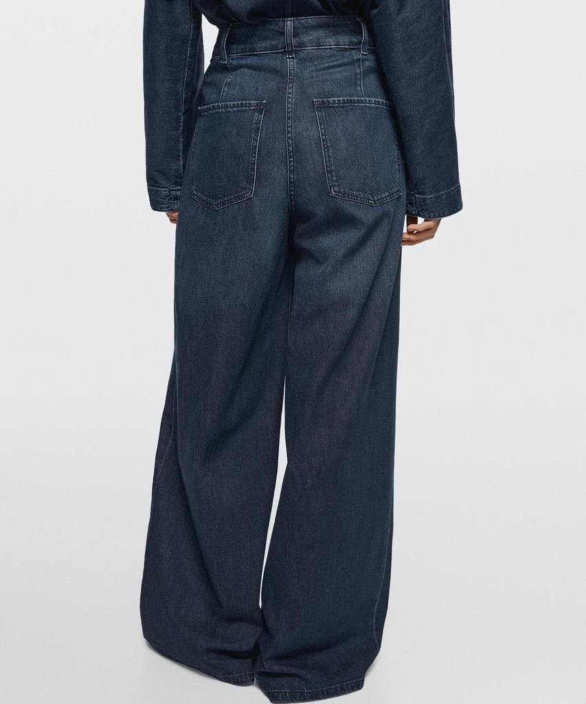 Masimodutti Pintuck Detail High-Rise Wide-Leg Jeans