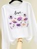 (Asian Size) butterfly cute o-neck Graphic Print T Shirt Women Clothing Tee autumn winter spring Casual Fashion Top Long Sleeve T-shirts